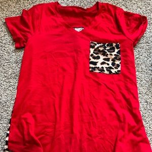 Red and cheetah print boutique shirt size small